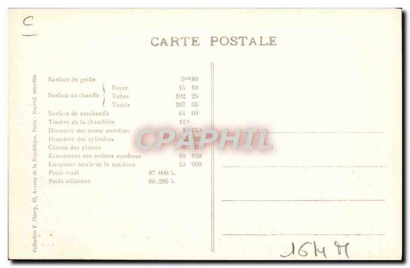 Postcard Old Train Locomotive Machine 141082