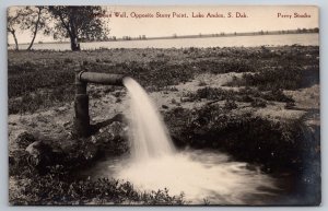 RPPC Artesian Well Opposite Stony Point Lake Andes SD C1910s Postcard Z6