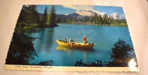 Three Sister Mountains Oregon Postcard Plastichrome Smith Western Inc.