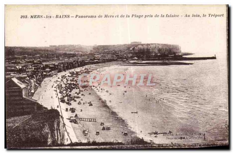 Old Postcard Mers les Bains Mers Panorama Beach and took the cliff