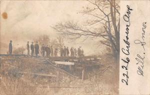 Northern Shores Michigan Men on Bridge Real Photo Antique Postcard J69528