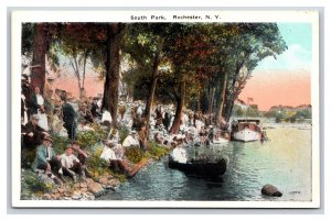 Crowded Beach Boating at South Park Rochester New York  NY UNP WB Postcard Q23