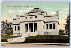 1914 Curtis Memorial Library Building View Meriden Connecticut Antique Postcard