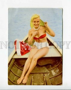 3070555 Charming Woman in Swimsuit in Boat Old Photo PC