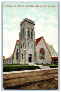 c1910 Penny Memorial Free Baptist Church Building Augusta Maine Vintage Postcard 