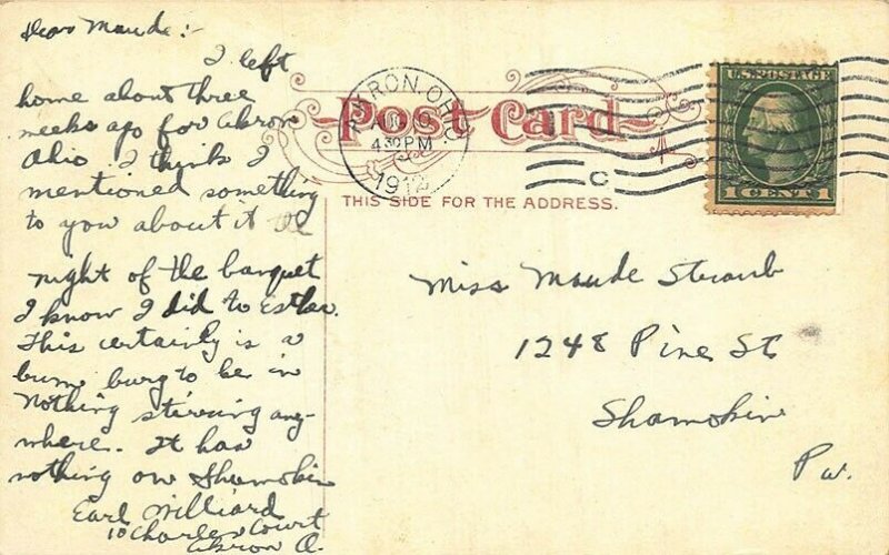 Akron OH State Mills #2159 Canoe's 1912 Postcard