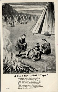 The Little Boy Called Taps Boys Camp Tents HGL Living Picture Series Postcard G1