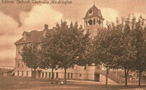 Vintage Postcard 1910's Edison School Centralia Washington WA