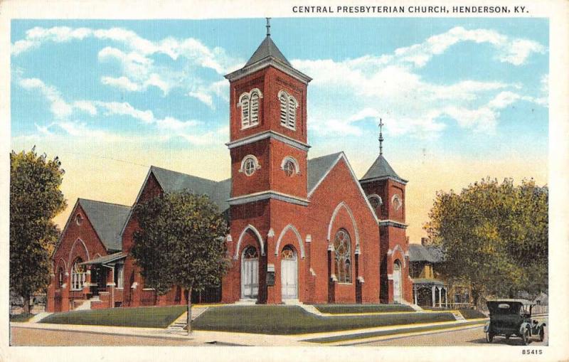 Henderson Kentucky Central Presbyterian Church Linen Antique Postcard K12268