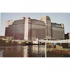 Fire Boat Merchandise Mart Exterior River Chicago IL Postcard