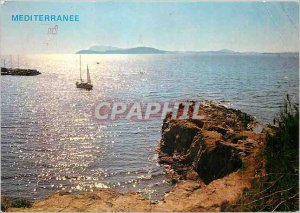 Postcard Old Mediterrannee Sun Sea Island Boat Rocks