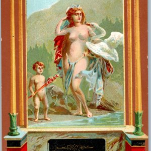 1917 Pompeii Art House of Golden Cupids Leda Swan Nude Woman S.A Richter A191