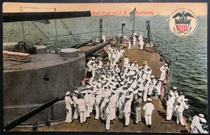 Mint Vintage Mail Hour Sailors on US Battleship Real Photo Postcard RPPC