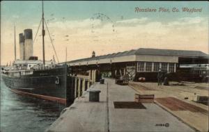 Steamer Ship David at Rosslare Pier Co Wexford Ireland c1910 Postcard