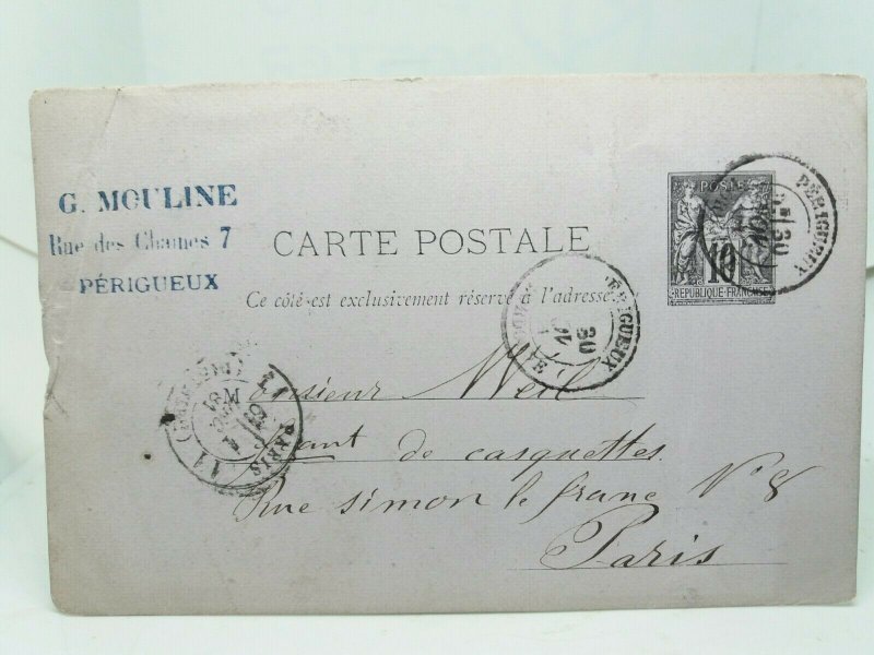 1881 Antique Vintage French Postcard Paris France