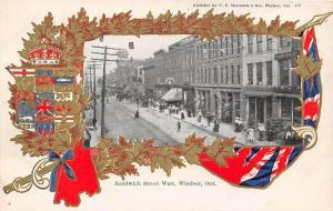 Sandwich Street West Windsor Ontario Canada Flag Border 1910c postcard