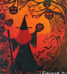 Halloween Postcard Alexa Clason Gothic Witch Haunted Forest 2012 Limited To 27