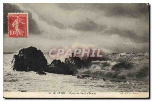 Old Postcard Le Havre Gust of Wind of Quest