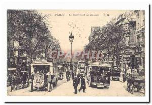 Paris (9th) Old Postcard Boulevard of the Italians (bus trams)