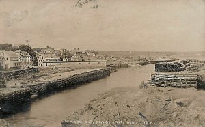 Machias ME Wharf's in 1925 Real Photo Postcard