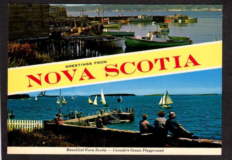 NS Greetings From Nova Scotia Canada Carte Postal Postcard Harbor Boats