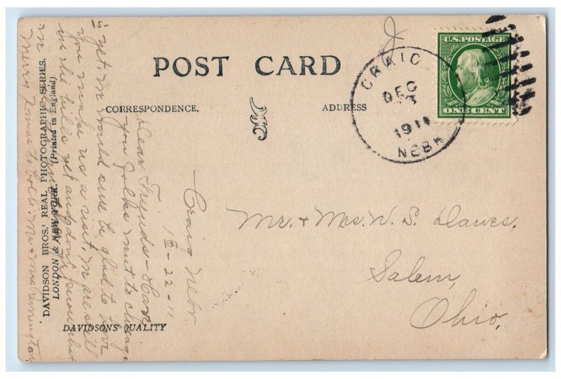 1911 Christmas Greetings Girl Holly Berries Craig NE Antique RPPC Photo Postcard