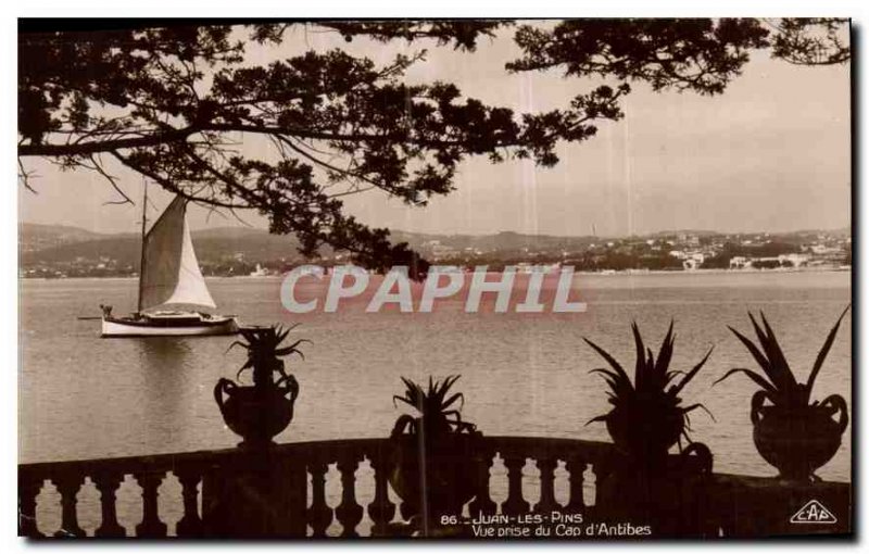 Old Postcard Juan les Pins taking view of Cap d'Antibes