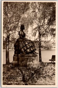 Stockholm Jenny Lind-Statyn Sweden Statue Monument Real Photo RPPC Postcard