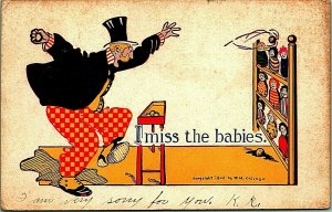 Midway Carnival Game Humor Comic I Miss the Babies 1905 UDB Postcard