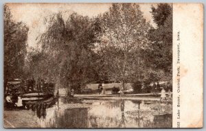 Davenport Iowa 1909 Postcard Lake Scene Central Park