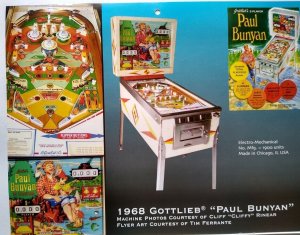 Paul Bunyan Pinball Machine Art Collage Ready To Frame Artwork Retro Game