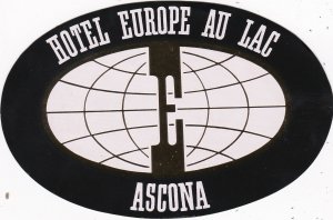 Switzerland Ascona Hotel Europe Au Lac Vintage Luggage Label sk4202