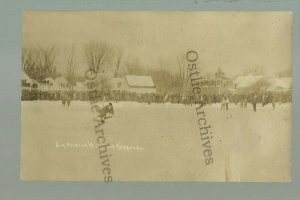 Laconia NEW HAMPSHIRE RPPC c1910 ICE SKATING Competition PAIRS Men Woman FANCY