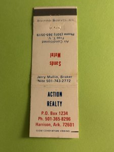 Vintage Matchbook Cover Sands Motel Action Realty Harrison, Arkansas MB180