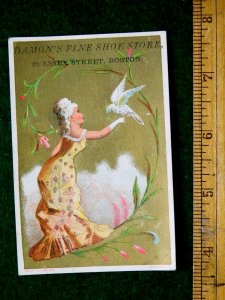 1880s Lovely Lady Floral Vine Cotton Fantasy Damon's Fine Shoe Store Card #3 F22