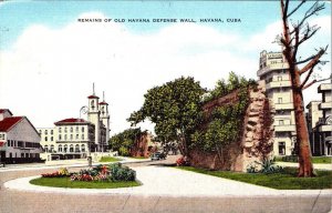 Havana, Cuba   OLD HAVANA DEFENSE WALL REMAINS & STREET VIEW 1949 Linen Postcard