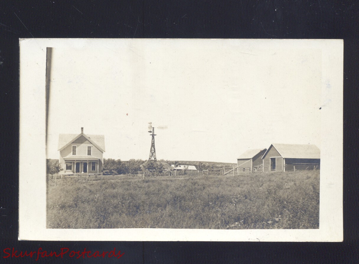 Rppc Coleridge Nebraska Farm Barn Windmill Vintage Real Photo Postcard