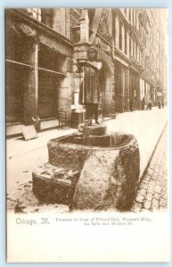 CHICAGO, Illinois IL ~ Fountain WILLARD HALL Woman's Building 1900s UDB Postcard