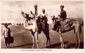 A613 Yemen Aden Native Camelmen Sheikh Othman Ethnic RPPC postcard