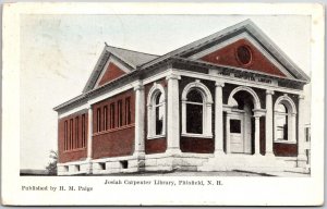 1908 Josiah Carpenter Library Pittsfield New Hampshire NH Posted Postcard