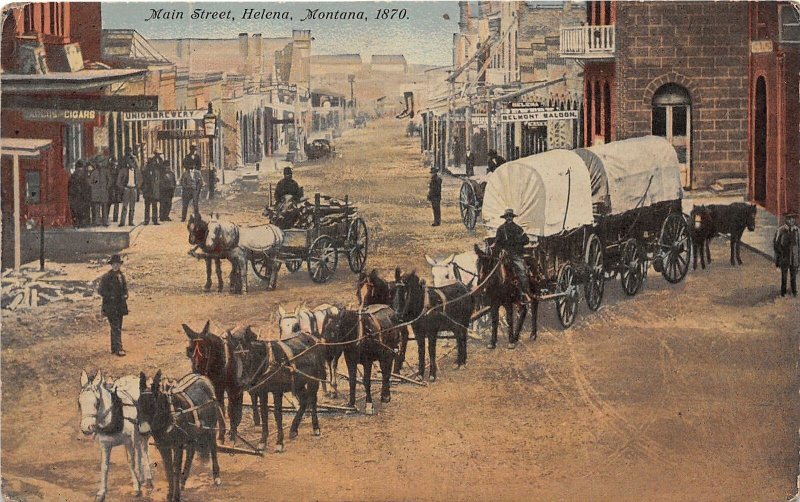 J42/ Helena Montana Postcard c1910 10-Horse Team Wagon Main Street 10 