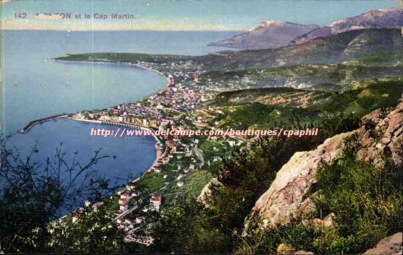 Menton - Cap Martin and Old Postcard