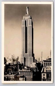 NYC Empire State Building RPPC Wills Building In Forefront 1944 Postcard C43