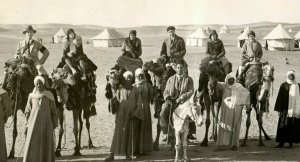 1920's Egypt U.S. Tourist at Desert Camp Near Cairo RPPC Vintage Postcard Z1