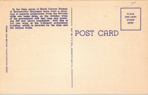 Vtg 1940s Boulder Dam and Arizona Wing of Powerhouse AZ Postcard