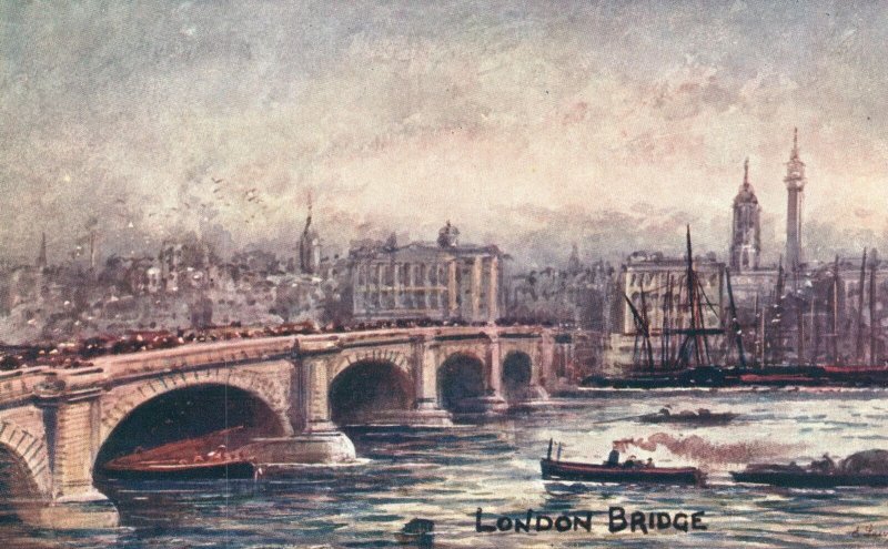 Vintage Postcard 1910's London Bridge Spanning River Thames And Southwark