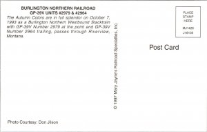 Colored Burlington Northern Westbound Stacktrain Railroad Postcard Unused UNP 