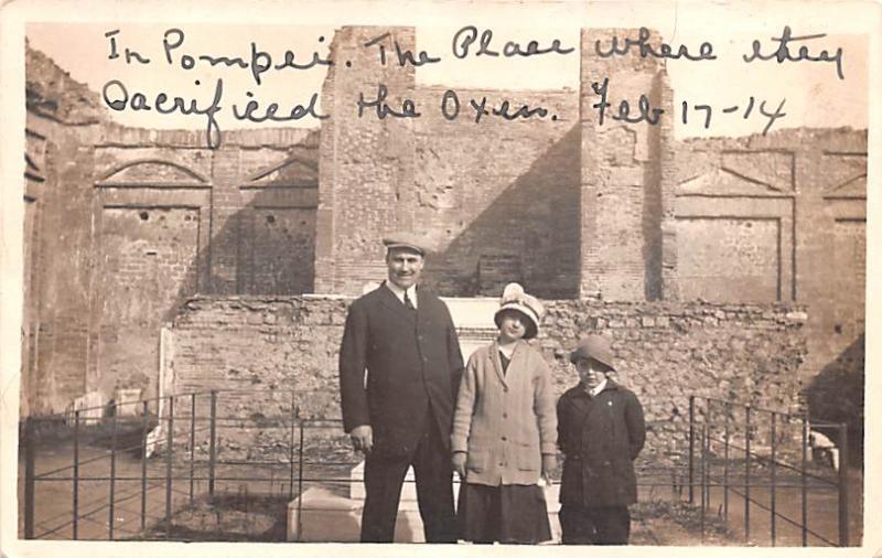 Italy Old Vintage Antique Post Card Pompei Sacrificed the Oxen, Real Photo Wr...