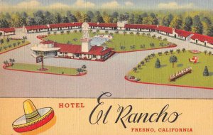 Fresno California Hotel El Rancho Linen Vintage Postcard JJ649250