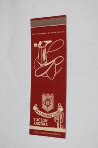 Old Pueblo Club Tucson Arizona Boot Hat Cacti 20 Front Strike Matchbook Cover